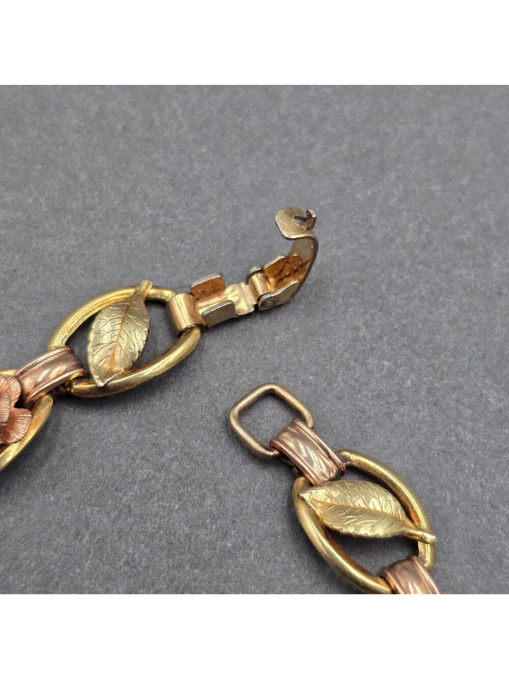 Vintage Krementz Rose Yellow Gold Filled Floral Link Statement Bracelet 7" - Picture 7 of 12